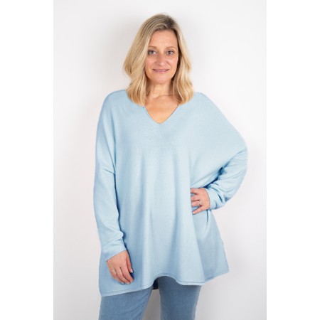 Amazing Woman Mika X Crystal Blue Fine Knit Oversized Jumper - Blue