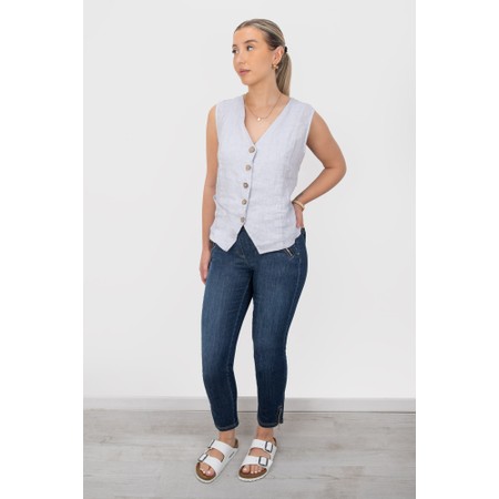 Robell Nena Navy Ankle Zip Cropped Jeans - Blue
