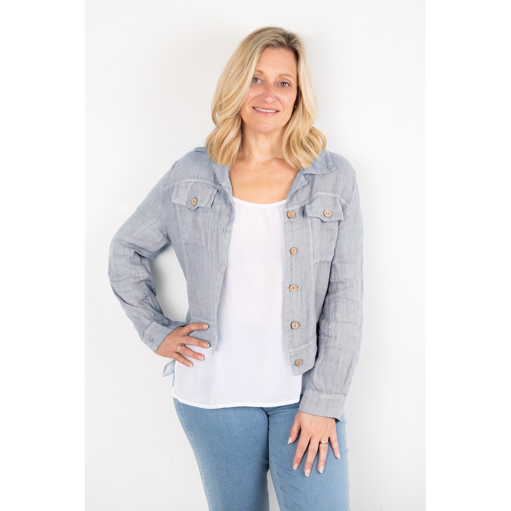Amazing Woman Kara Pearl Lightweight Linen Western Jacket Pearl