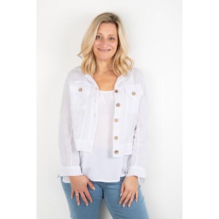 Amazing Woman Kara White Lightweight Linen Western Jacket - White