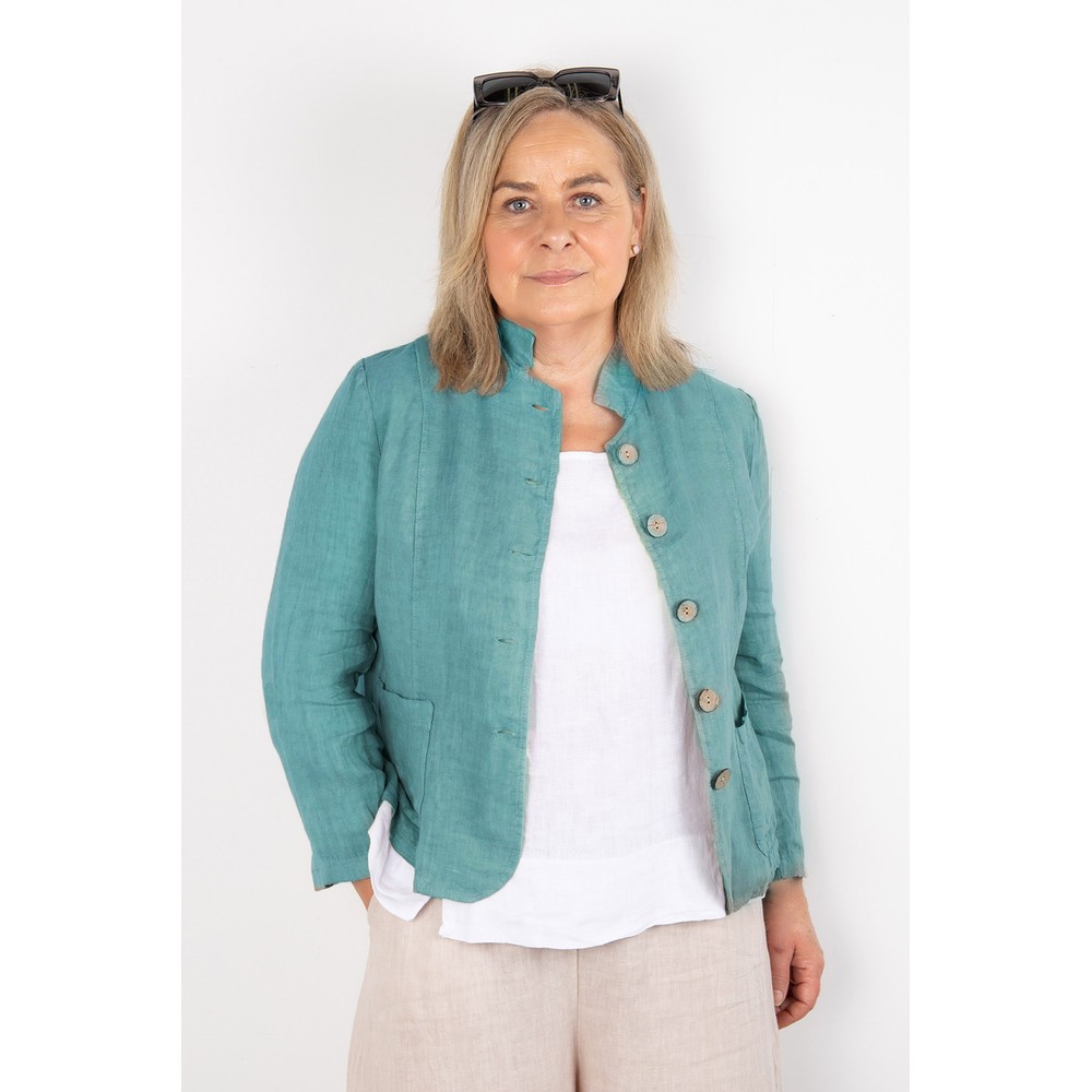 Amazing Woman Katia Agata Front Pocket Short Linen Jacket Agata