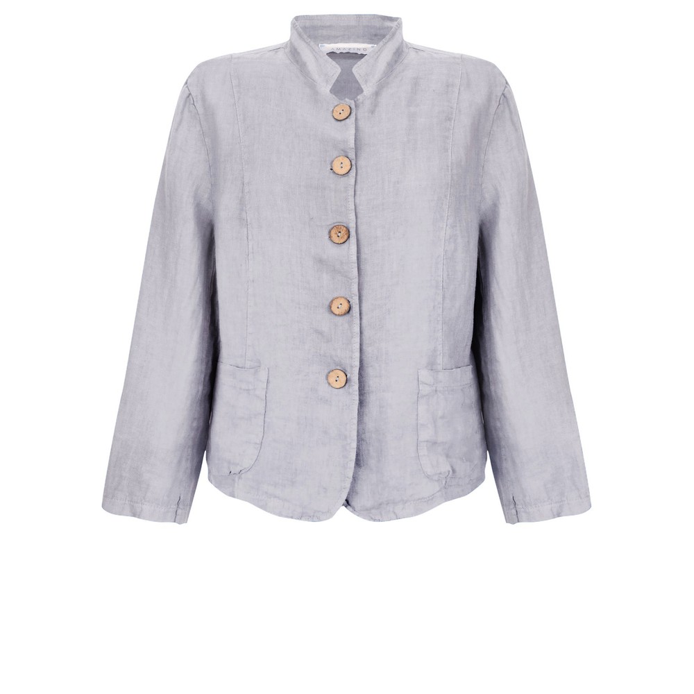 Amazing Woman Katia Pearl Front Pocket Short Linen Jacket Pearl