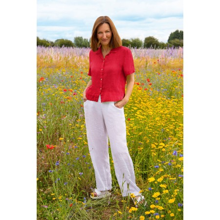 Amazing Woman Marilyn Fragola Boxy Linen Shirt - Red