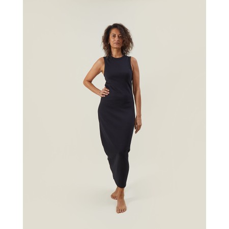 Chalk Nancy Navy Organic Cotton Jersey Rib Maxi Dress - Blue