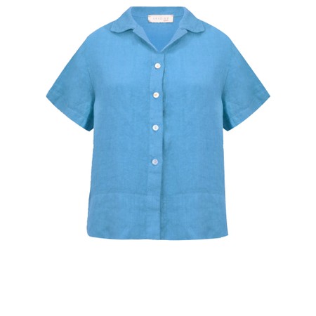 Amazing Woman Marilyn Blue Boxy Linen Shirt - Blue