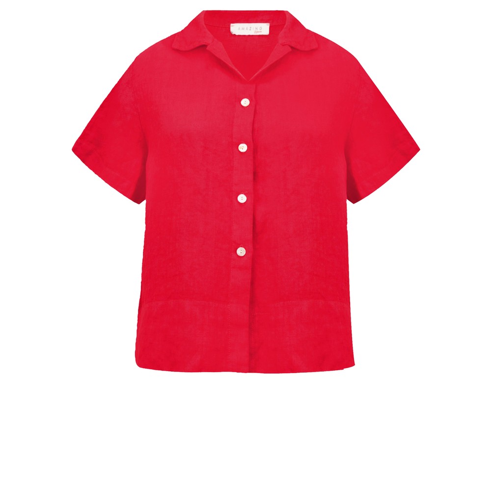 Amazing Woman Marilyn Fragola Boxy Linen Shirt Fragola