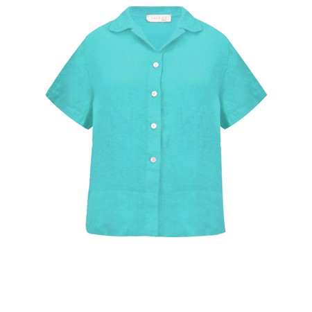 Amazing Woman Marilyn Turquoise Boxy Linen Shirt - Turquoise
