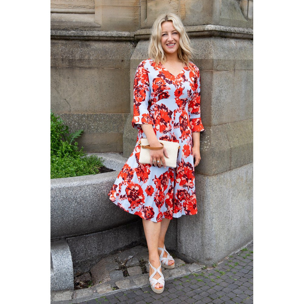 Masai Clothing MaNita Bold Floral Print Dress in Orange
