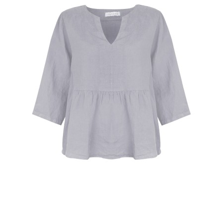 Amazing Woman Elodie Pearl Linen Peplum Top - Off-White