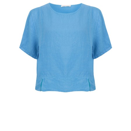Amazing Woman Lucie Blue Short Sleeved Linen Top - Blue