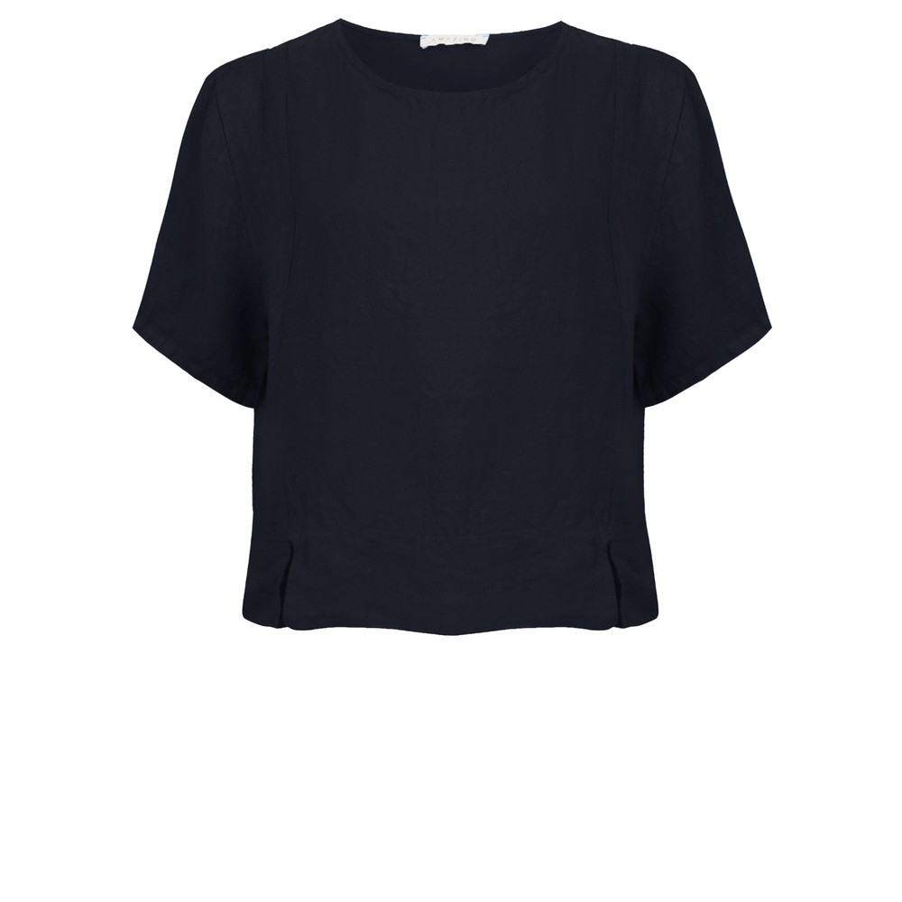 Amazing Woman Lucie Navy Short Sleeved Linen Top Navy