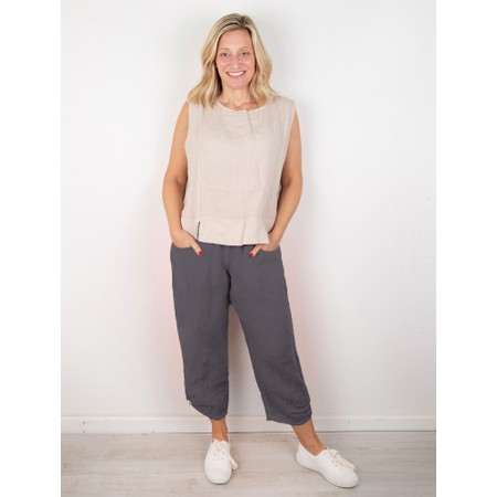 Amazing Woman Orla Charcoal Cropped Linen Trouser - Black