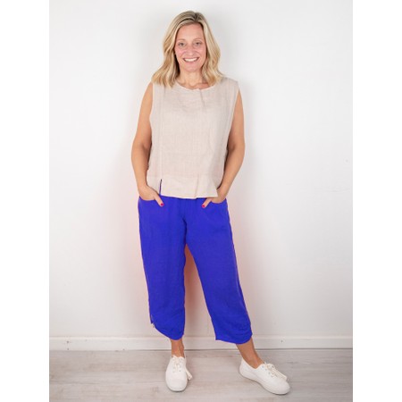 Amazing Woman Orla Royal Blue Cropped Linen Trouser - Blue