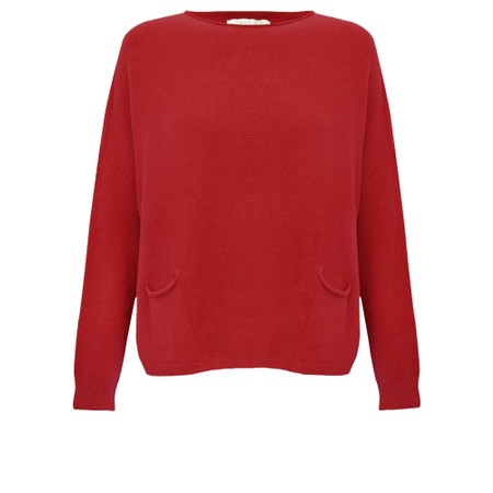 Amazing Woman Jodie True Red Front Pocket Supersoft Knit Jumper - Red