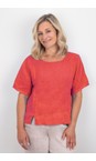 Amazing Woman Coral Lucie Coral Short Sleeved Linen Top  