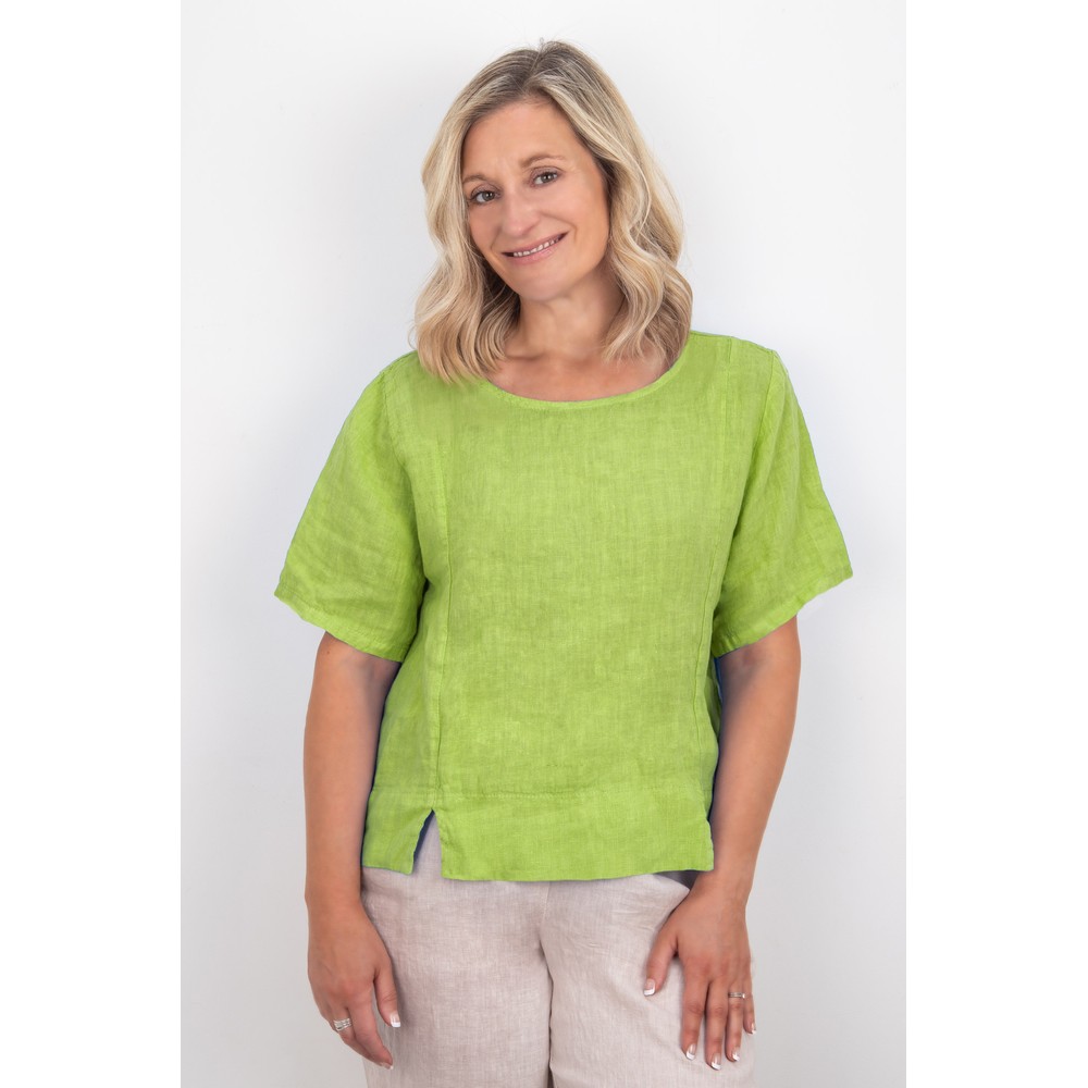 Amazing Woman Lucie Lime Short Sleeved Linen Top Lime