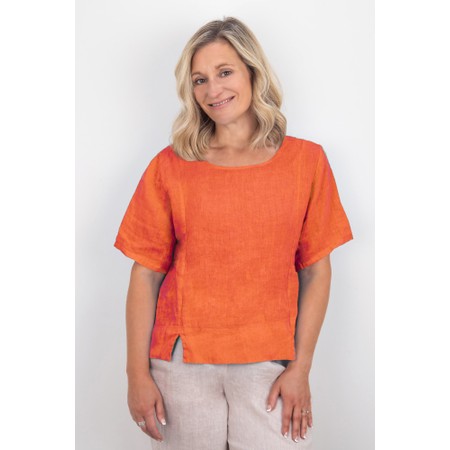 Amazing Woman Lucie Papaya Short Sleeved Linen Top - Orange