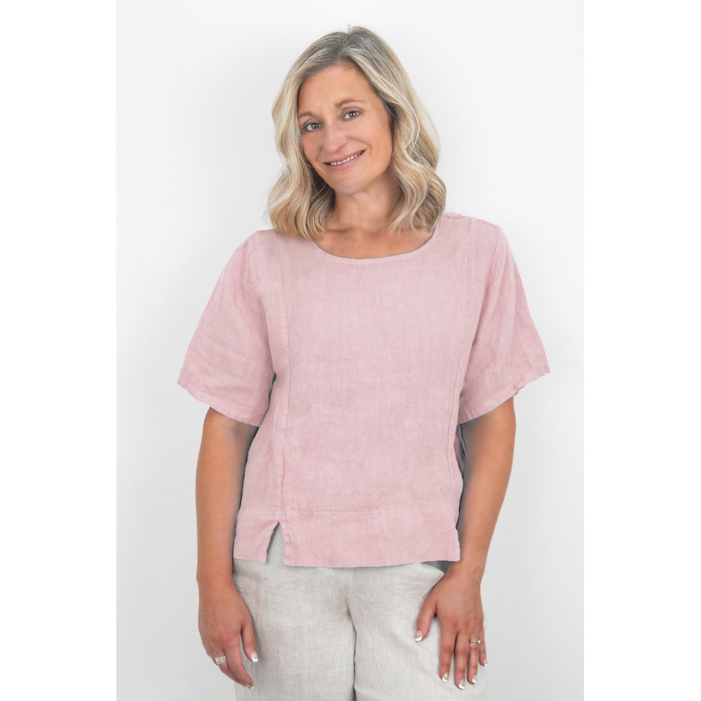 Amazing Woman Lucie Rose Pink Short Sleeved Linen Top Rose Pink