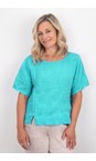 Amazing Woman Turquoise Lucie Turquoise Short Sleeved Linen Top  
