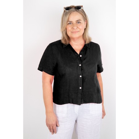 Amazing Woman Marilyn Black Boxy Linen Shirt - Black