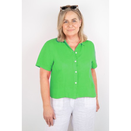 Amazing Woman Marilyn Bright Green Boxy Linen Shirt - Green
