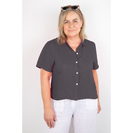 Amazing Woman Marilyn Charcoal Boxy Linen Shirt - Black