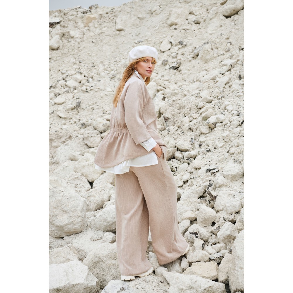 NOEN Soft Corduroy Cream Asymmetric Collar Jacket Cream 11