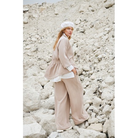 NOEN Soft Corduroy Cream Asymmetric Collar Jacket - Off-White