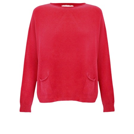 Amazing Woman Jodie Coral Red Front Pocket Supersoft Knit Jumper - Red