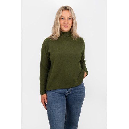 Amazing Woman Jolie Musch Olive Boxy High Neck Knit - Green