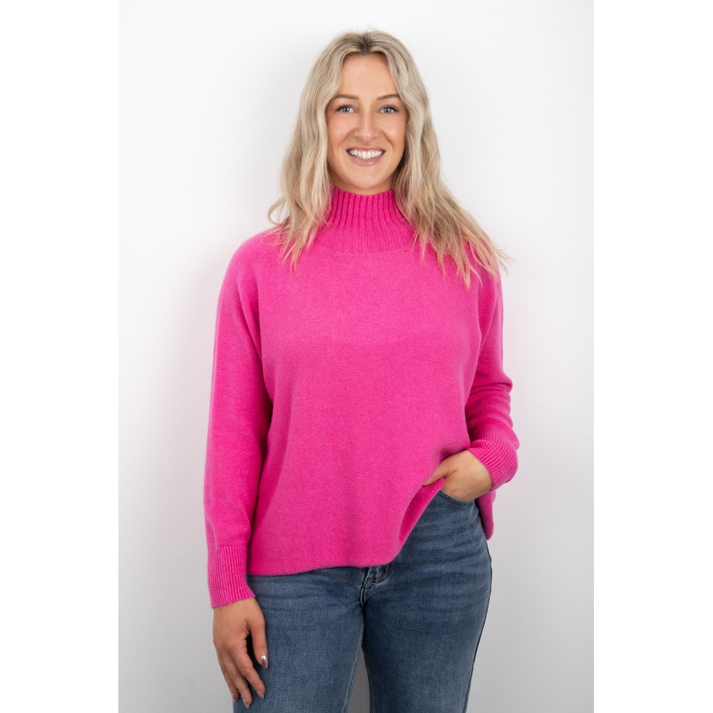 Amazing Woman Jolie Magenta Boxy High Neck Knit Magenta
