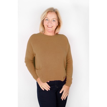 Amazing Woman Jodie Caramel Front Pocket Supersoft Knit Jumper - Brown