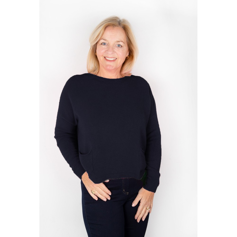 Amazing Woman Jodie Navy Front Pocket Supersoft Knit Jumper Navy