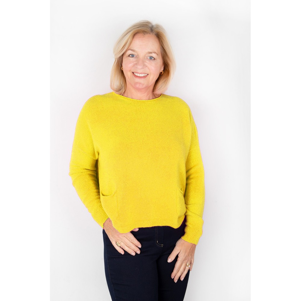 Amazing Woman Jodie Ochre Front Pocket Supersoft Knit Jumper Ochre