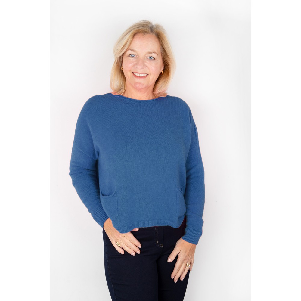 Amazing Woman Jodie Summer Blue Front Pocket Supersoft Knit Jumper Summer Blue