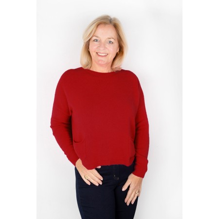 Amazing Woman Jodie True Red Front Pocket Supersoft Knit Jumper - Red
