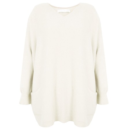 Amazing Woman Caryf X Cream Round Neck Oversized Jumper - Off-White