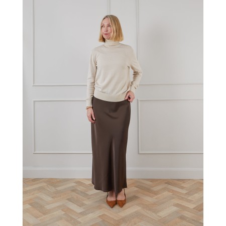 Chalk Maeve Chocolate Satin Slip Skirt - Brown