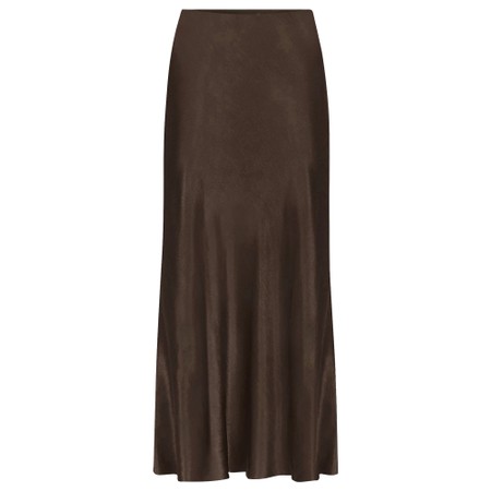 Chalk Maeve Chocolate Satin Slip Skirt - Brown