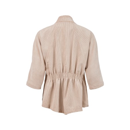 NOEN Soft Corduroy Cream Asymmetric Collar Jacket - Off-White