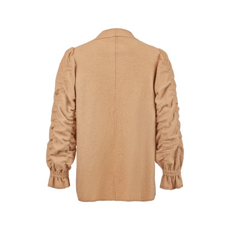 NOEN Ruched Boiled Wool Camel Jacket - Beige