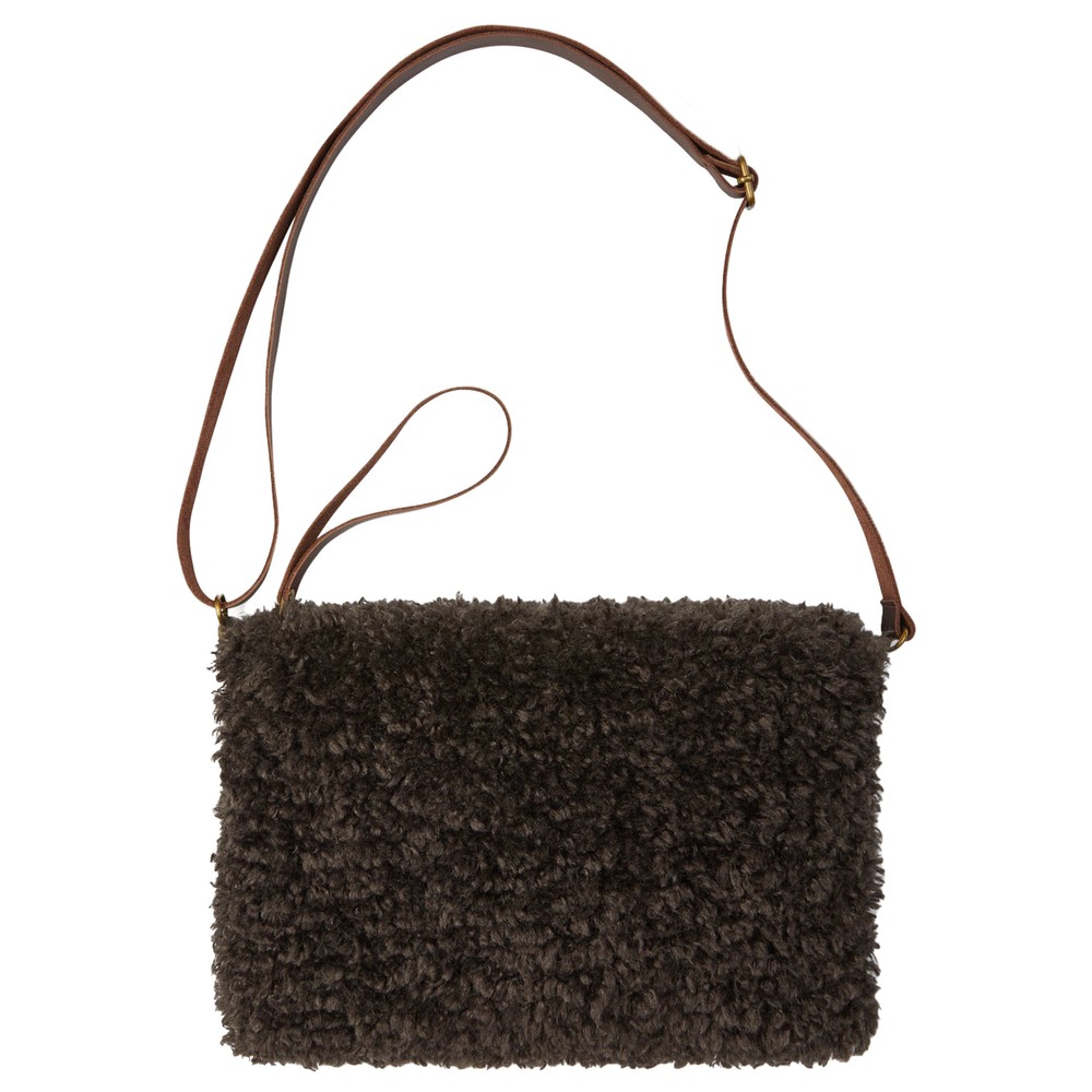 Chalk Large Curly Faux Fur Bag Cocoa