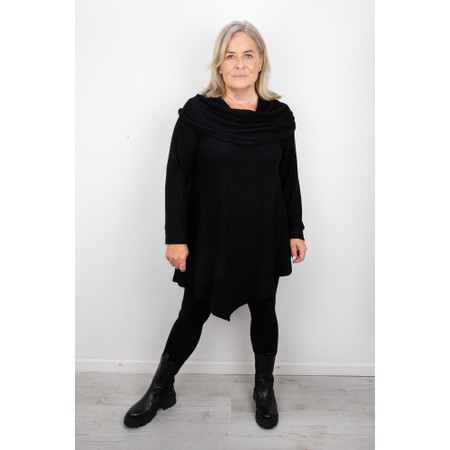 Thing Winona Black Cowl Bardot Soft Knit Tunic - Black
