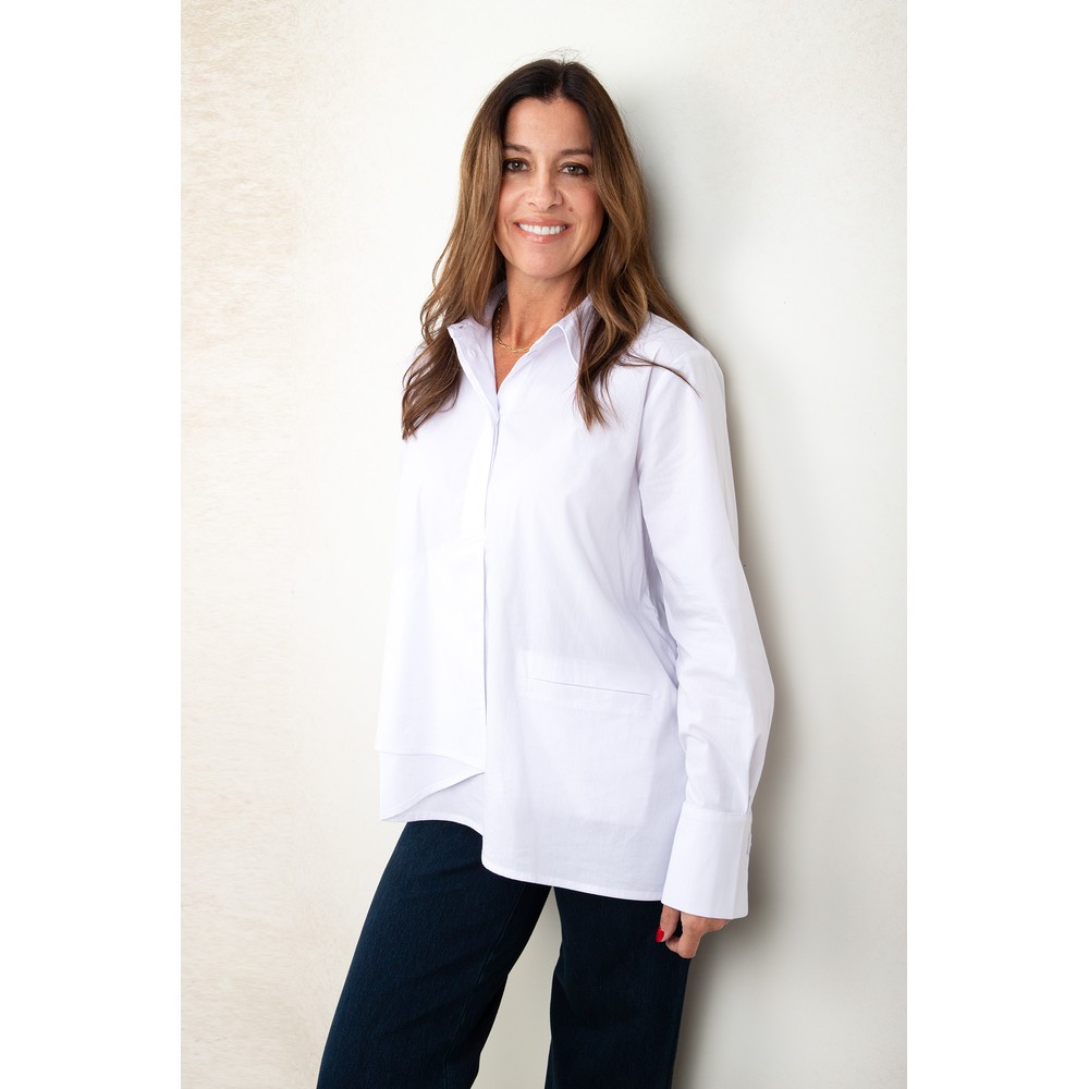 Foil Paper Cranes Shirt Asymmetric White Shirt White 