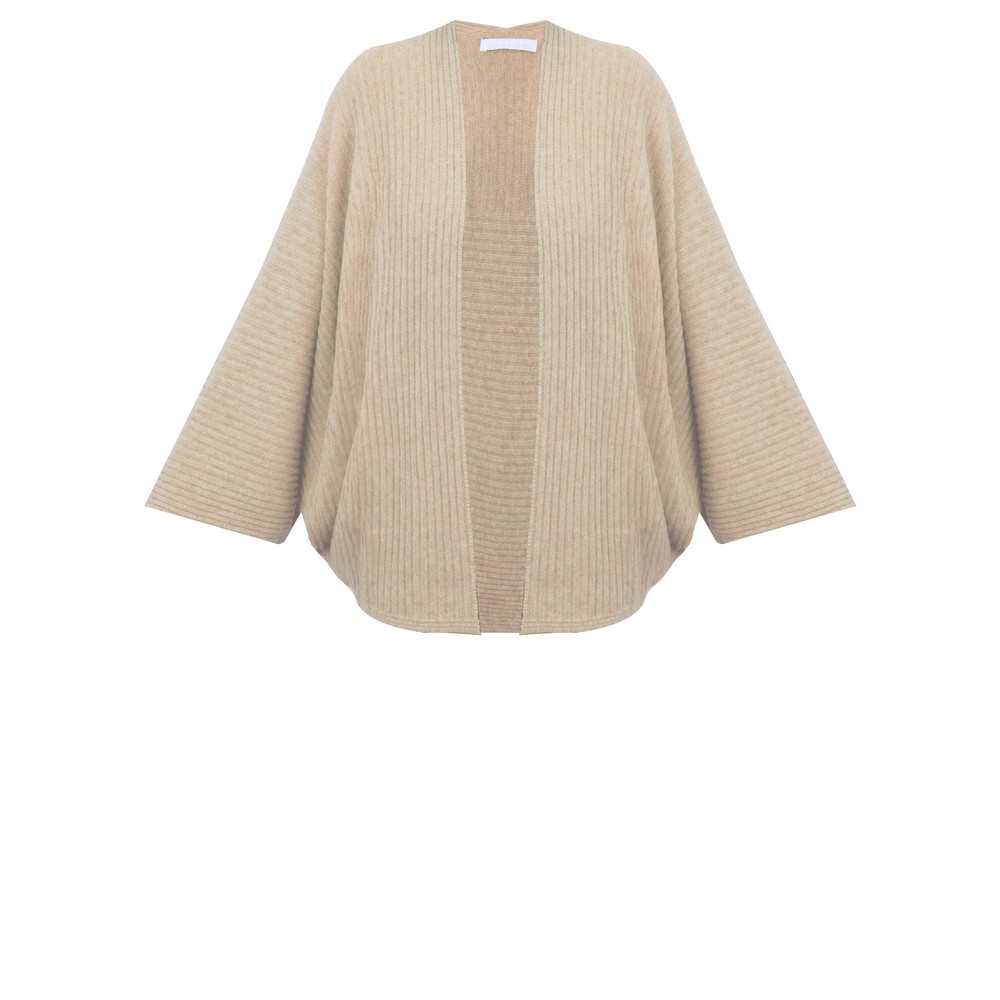 Amazing Woman Pheobie Beige Rib Throw Over Cardigan Beige