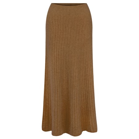 Amazing Woman Sachia Toast Ribbed Long Skirt - Brown