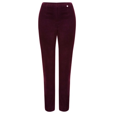 Robell Marie Sangria Stretch Cotton Velvet Slim Full Length Trouser - Red