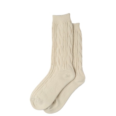 Chalk Cosy Cream Cable Knit Socks - Off-White