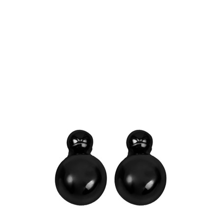 Chalk Double Ball Black Earrings - Black
