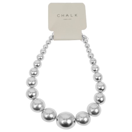 Chalk Beaded Silver Chunky Necklace - Metallic